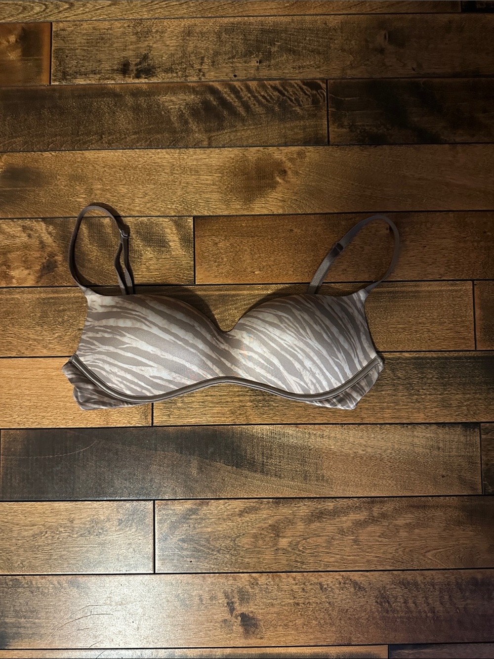 Women’s Zebra-Print Light Taupe T-Shirt Bra